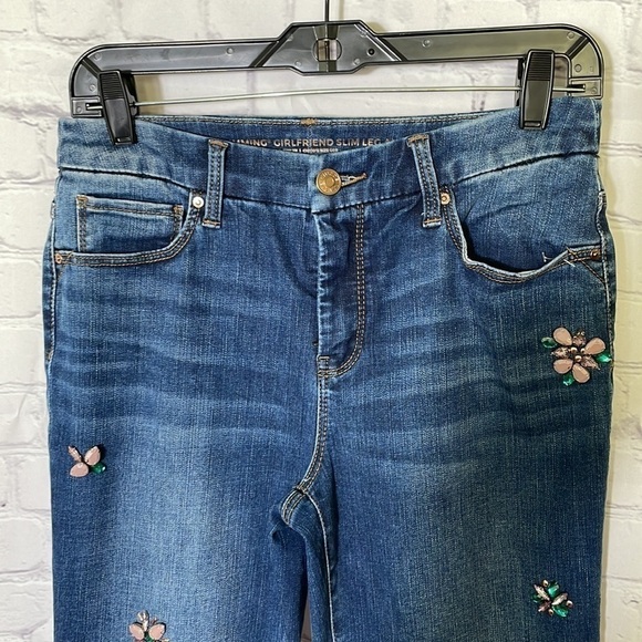 Chico’s 00 So Slimming Jewel Embellished Girlfriend Ankle Jeans - US 2R WJ74 - Picture 5 of 12